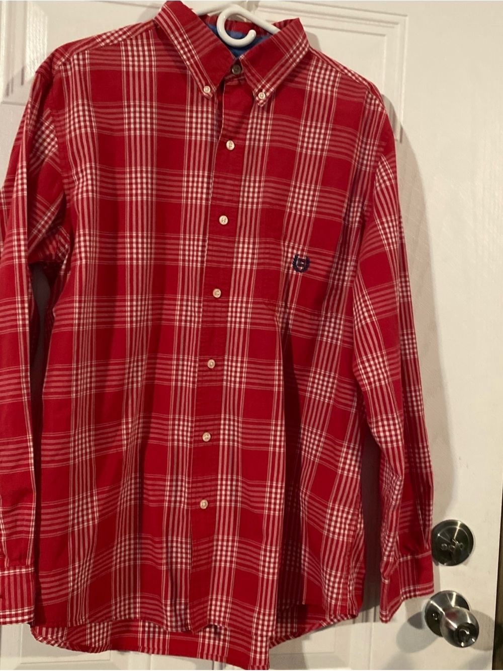Chaps Red and White Plaid Button-Down Shirt